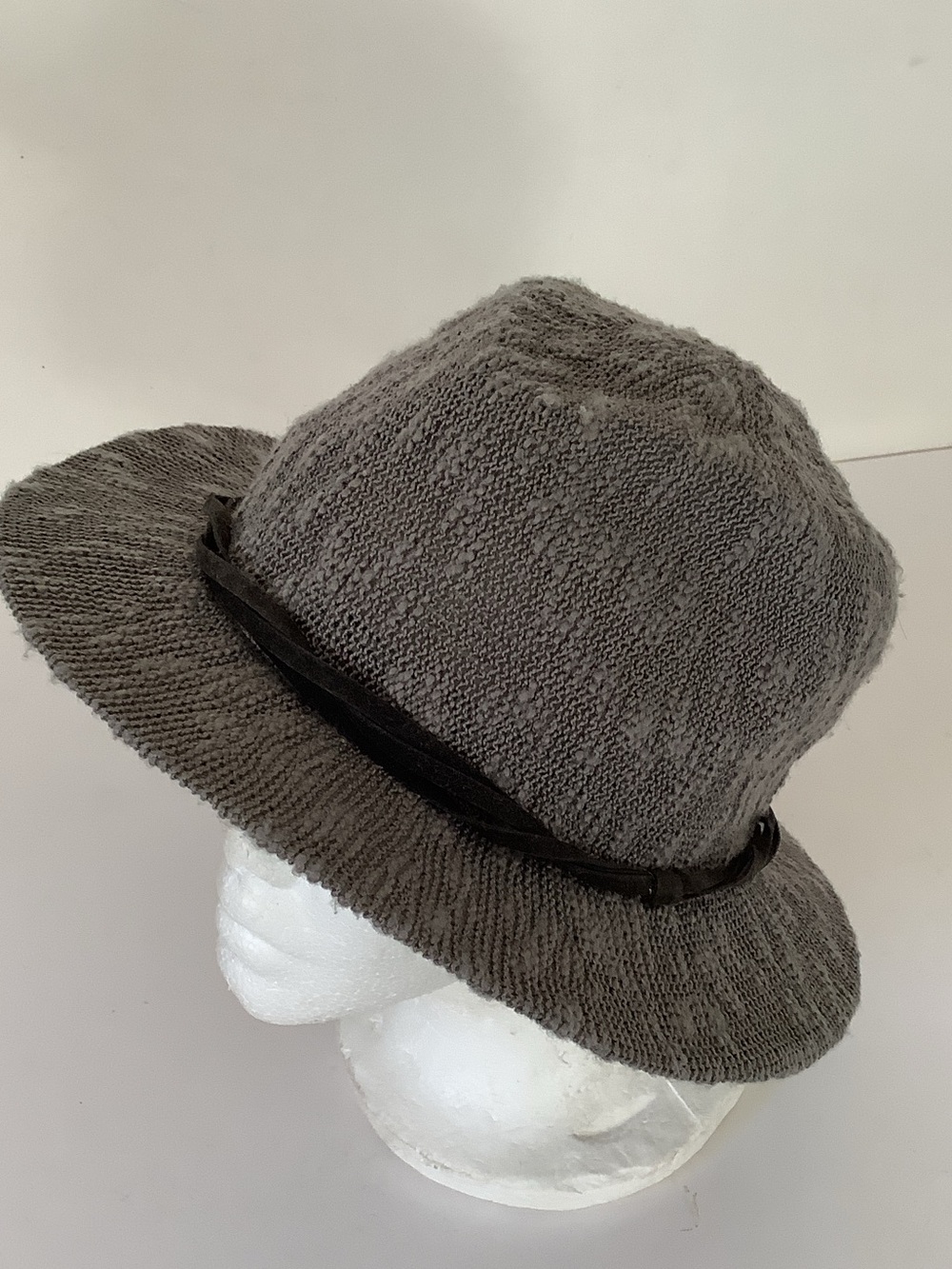 Free People Green Bucket Hat with Leather Trim